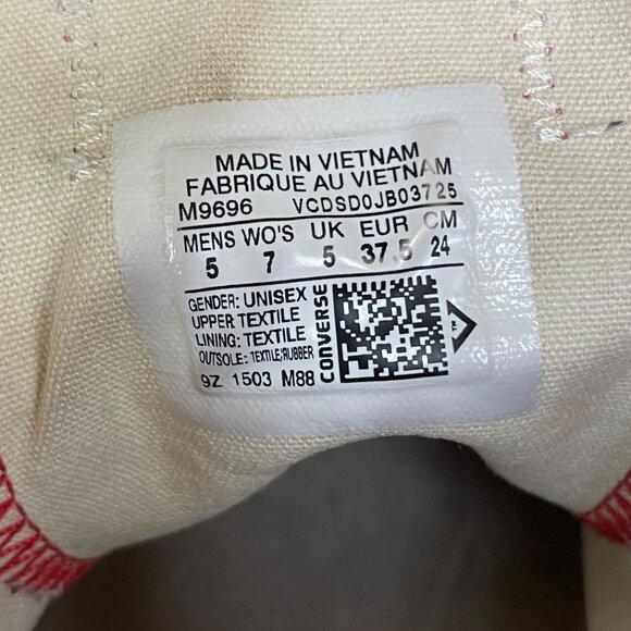 Converse Chuck Taylor All Star Red Low-Top Canvas Sneakers Mens 5 / Womens 7 - Picture 10 of 13